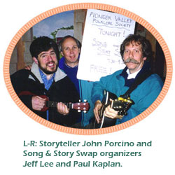 John Porcino, Jeff Lee, Paul Kaplan at the PVFS Song & Story Swap