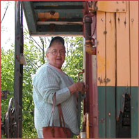 Mom entering the caboose
